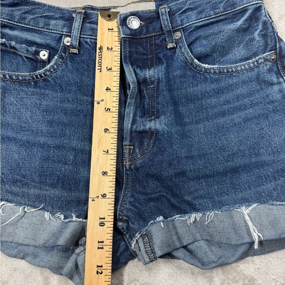 Everlane The Cheeky Jean Raw Hem Dark Blue Button Fly Jean Shorts Size 25 - Picture 6 of 15